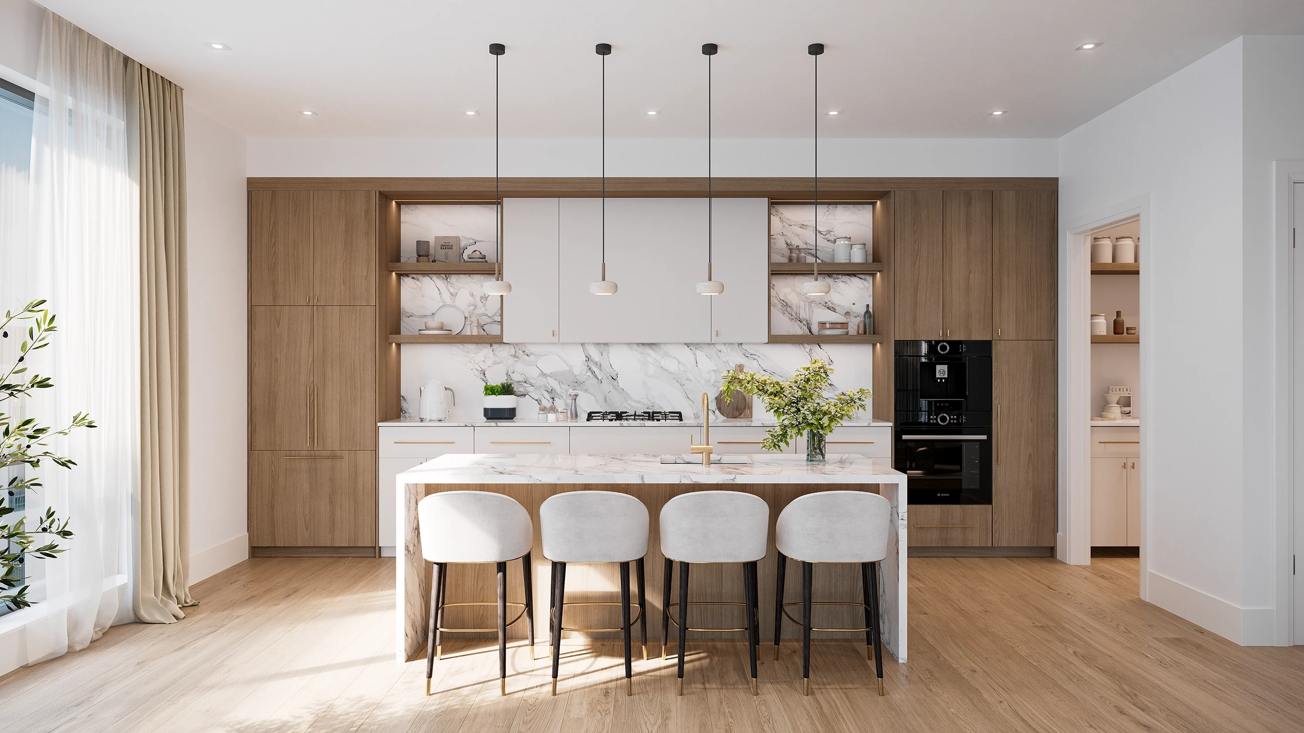 KAIA Residence — kitchen and living